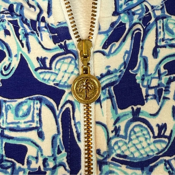 Lilly Pulitzer Skipper Popover Bomber Blue Get Trunky Small Elephant Sporty EUC - Picture 6 of 12
